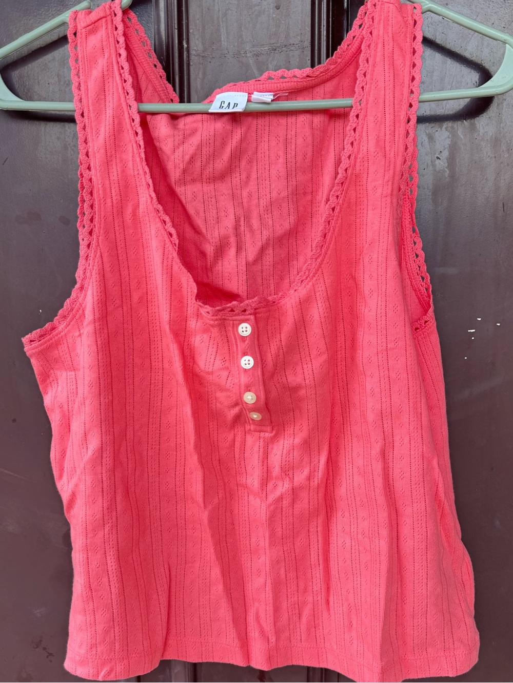 GAP Coral Sleeveless Knit Tank with Button Detail